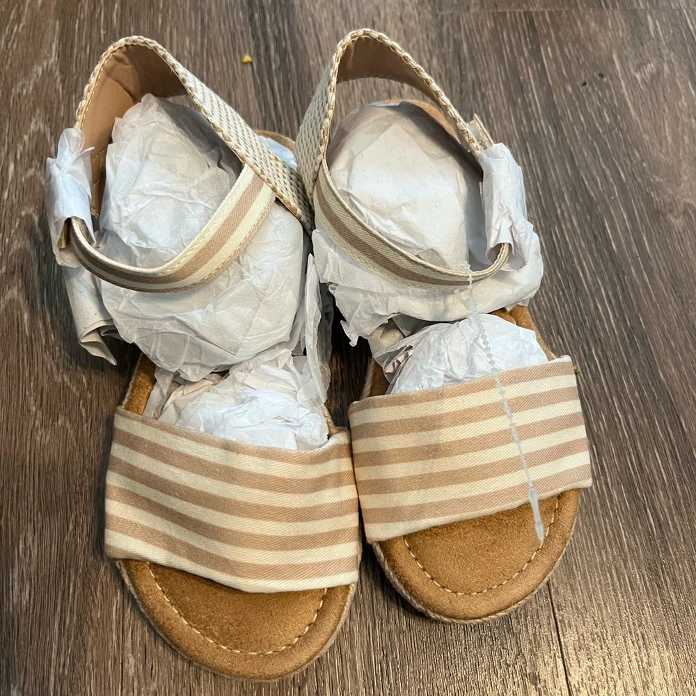 MIA Tan and Cream Sandals with Striped Design